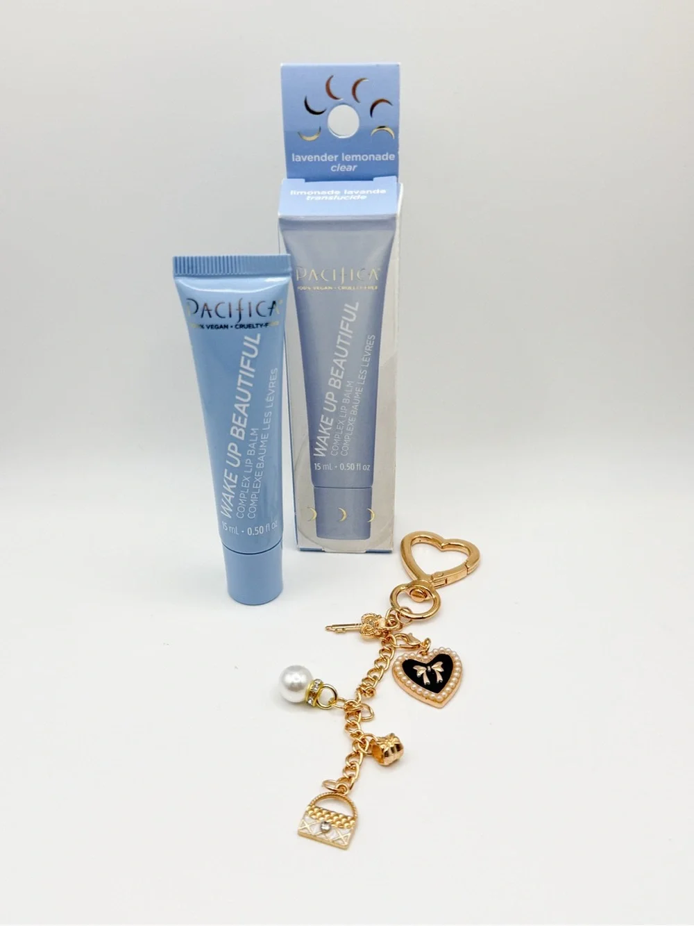 Pacifica Wake Up Beautiful Lip Balm + Midnight Bow Charm Gift Set NIB